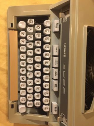 Vintage Hermes 3000 Typewriter Immaculate1971 W/ Case,  key,  2Brushes 7100191Nice 2