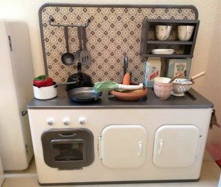 Miniature Kitchen White Metal Mini Cupboard Sink B - Day Xmas Gift