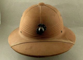 Korean War Us Marine Corps Pit Helmet,  With E.  G.  A.