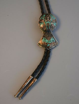 Vintage Navajo Indian Silver Bolo Tie - Waterbird - Peyote Bird - Lb