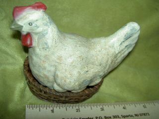 Delightful Vintage Composition,  Two - Part Hen On Nest Candy Container Decoration