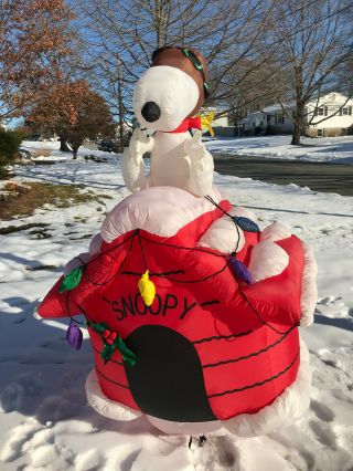 7’ Snoopy Red Baron Peanuts Christmas Airblown Inflatable - Rare