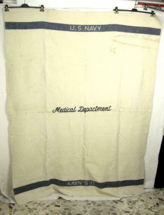 Ww2 Wwii Us Navy Wool Blanket Medical Department Italy Campaign