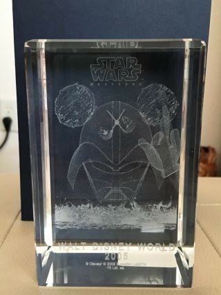 Walt Disney World Star Wars Weekends 2005 Laser - Etched Crystal Glass Sculpture