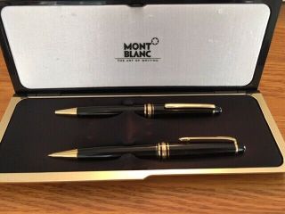 Montblanc Meisterstuck Black Ball Point Pen And Pencil Set - Gently -