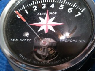 Vintage Airguide 7,  000 RPM Boat Chrome Tachometer Gauge 4 