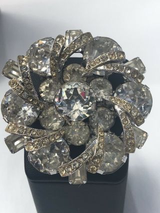 Signed Weiss Gorgeous Crystal Clear Rhinestone Vintage Brooch Pin