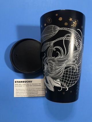2019 Starbucks Holiday Siren Mermaid Travel Mug Ceramic Cup 12oz Black -