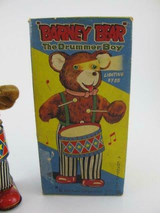 1950s Cragstan Barney Bear The Drummer Boy Battery Op Vintage Tin Toy & Box 3