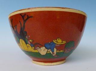 Old Vintage Mexican Tlaquepaque Tourist Pottery Blue Bowl 9 1/4 " Diam X 5 "