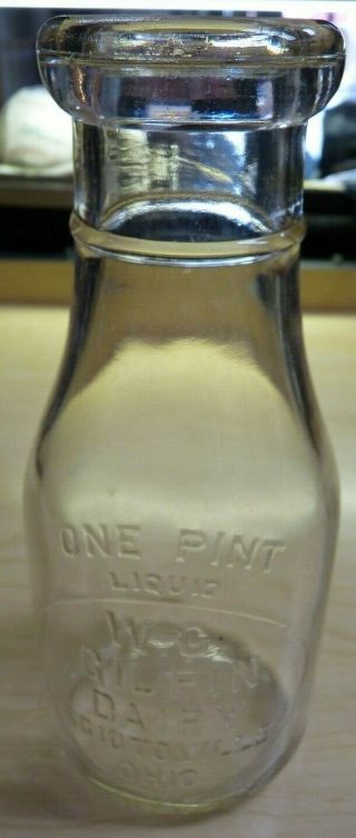 W.  C.  Gilpin Dairy Sciotoville Ohio Embossed Pint Milk Bottle