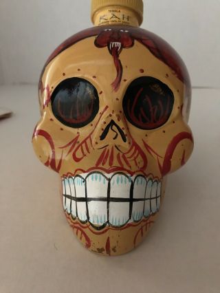 Kah Tequila Agave Sugar Skull Day Of Dead Yellow Red Devil 750ml Empty Bottle