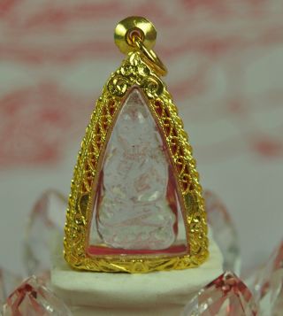 Phra Lp Thuad Tuad Leklai Kaew Glass Stone Metal Charms Crystal Thai Top Amulet