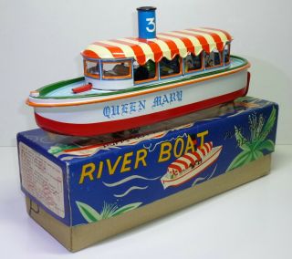 Tin 1950 ' s MARUSAN (Japan) RIVER BOAT ' QUEEN MARY ' B/O 3