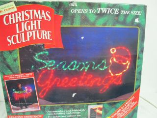 Mr Christmas Light Sculpture Large 47 " Seasons Greetings Sign Santa Face W Box