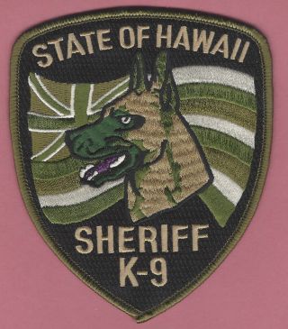 State Of Hawaii Sheriff K - 9 Unit Shoulder Patch Tactical Green