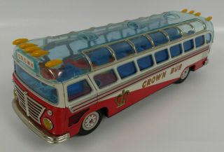Tin Bus Alps Yonezawa Japan Battery Lights Toy Crown 14 " Gorgeous Museum Quality