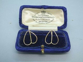 Very Attractive Heart Shaped 9ct Gold Hallmarked Earrings Circa 1960