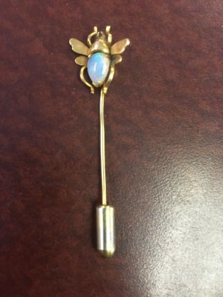 Vintage 14k Gold Stick Pin With Opal.  1.  3 Gram 14k Gold Total 2.  2 Gram