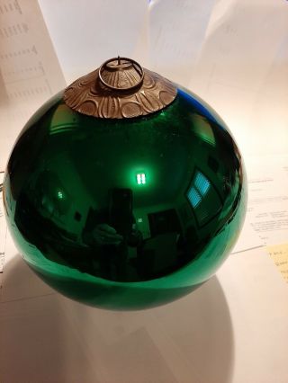 Antique Kugel Christmas Ornament - 8” Vergo Glass