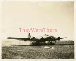 Wwii Photo - 99th Bomb Group - B 17 Flying Fortress Bomber Plane Skids On Runway