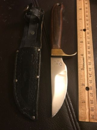 Vintage Early Olsen Fixed Blade Knife Usa W/ Kinfolks Sheath