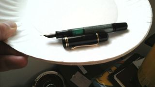 Pelikan Gunther Wagner Fountain Pen - Blackgreen Striped - 14k Gold Nib.  Pelikan Pen