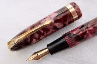 Conway Stewart No.  84 Fountain Pen,  C1955,  Pink & Black Marbled Fully Serviced