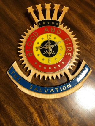 The Salvation Army Blood And Fire Wooden Clock