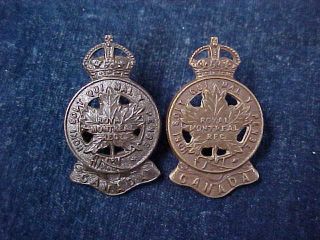 Orig Ww2 Officers Collar Badges Royal Montreal Regiment " Jr Gaunt "
