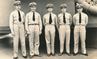 Wwii 1943 Uss Mexico Us Navy Group Photo Five Officers All Id 