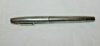 Sheaffer Silver Imperial Sterling Fountain Pen 14k Gold Nib Diamond Crosshatch