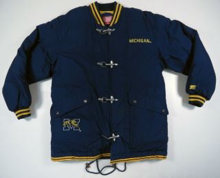 Vintage Michigan Wolverines Spell Out Full Zip Toggle Down Puffer Jacket Mens M