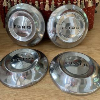 Vintage Set (4) Of Ford 10 1/2 Inch Dog Dish Hubcaps 1952 - 1954 52 53 54 1950’s