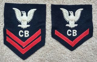 Two Ww2 Us Navy Construction Battalion Cb Chevrons 2nd And 3rd Class Po