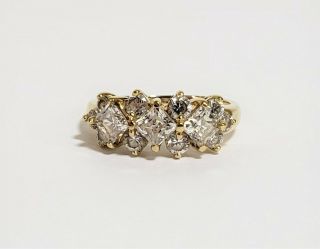 Vintage 14kt Gold & Diamonique Ring In A Shared Prong Setting Size 7