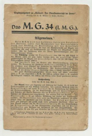 Instructions For Use Of The Machine Gun Mg - 34.  1936 Year.