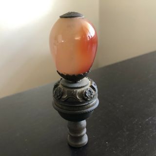 Antique Chinese Large Red Carnelian Agate Carved Polished Stone Lamp Finial Art 3