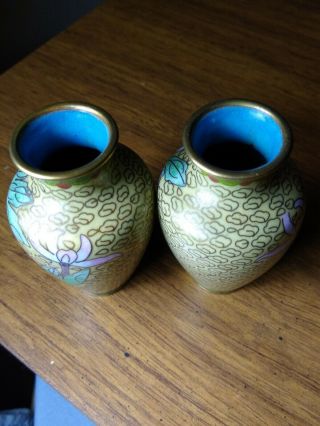 Fine Japanese Cloisonne Vase With Flowering Branches " 3 Set Of 7