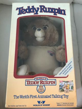 Vintage Teddy Ruxpin Talking Toy W/2 Books/tapes - In Orig Box.  Almost Perfect.