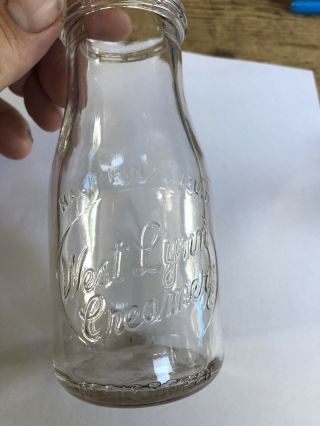 1953 West Lynn Creamery Embossed Half Pint Milk Bottle