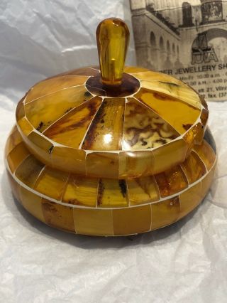 Vintage Juva Lithuania Butterscotch Amber Box 149 Gr