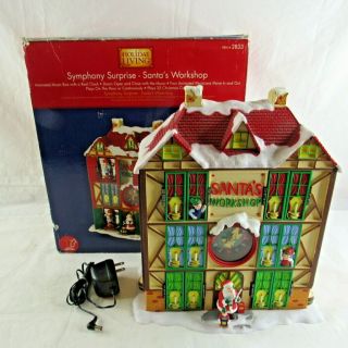 Mr Christmas Symphony Surprise Santas Workshop Clock Musical Animated Vintage