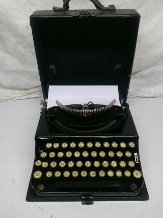 Vintage Remington Portable Typewriter W/ Case Black Yellow Glass Keys 1924?