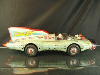 1958 Yonezawa Large 58 Atom Jet Racer Tin Friction Space Race Car 30 " Tin Toy