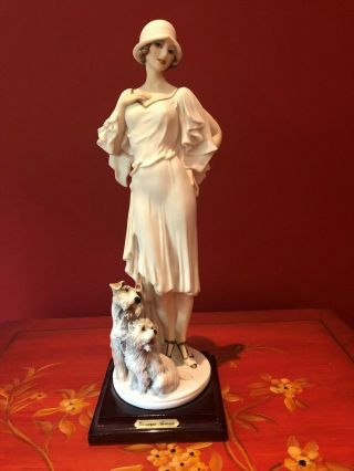 Signed Vintage Giuseppe Armani Figurine Lady With Dogs 12 1/2 "
