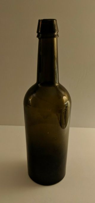 Dyottville Glass Embossed Civil War Era Olive Amber Green Whiskey Bottle