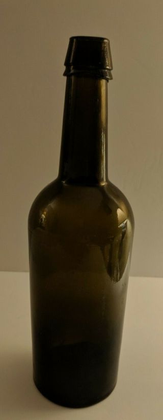 Dyottville Glass Embossed Civil War Era Olive Amber Green Whiskey Bottle 3