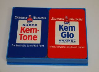 Vintage Sherwin Williams Advertising Playing Cards Double Deck W/ Plastic Case