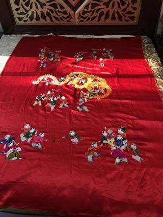 Antique Chinese Silk Embroidery Wall Hanging